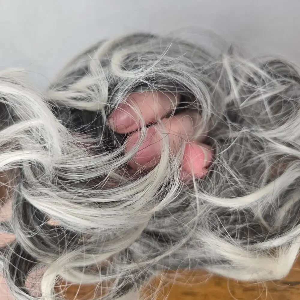 Gray ponytail extention hair tie